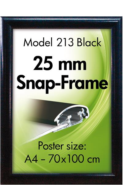 9413145  326135 Plakatramme Snap 25mm,Sort A4 